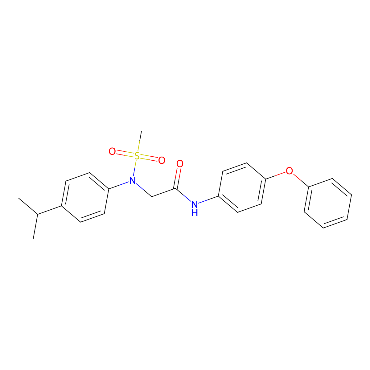 2-(N-methylsulfonyl-4-propan-2-ylanilino)-N-(4-phenoxyphenyl)acetamide molecular structure, CAS 425614-22-8