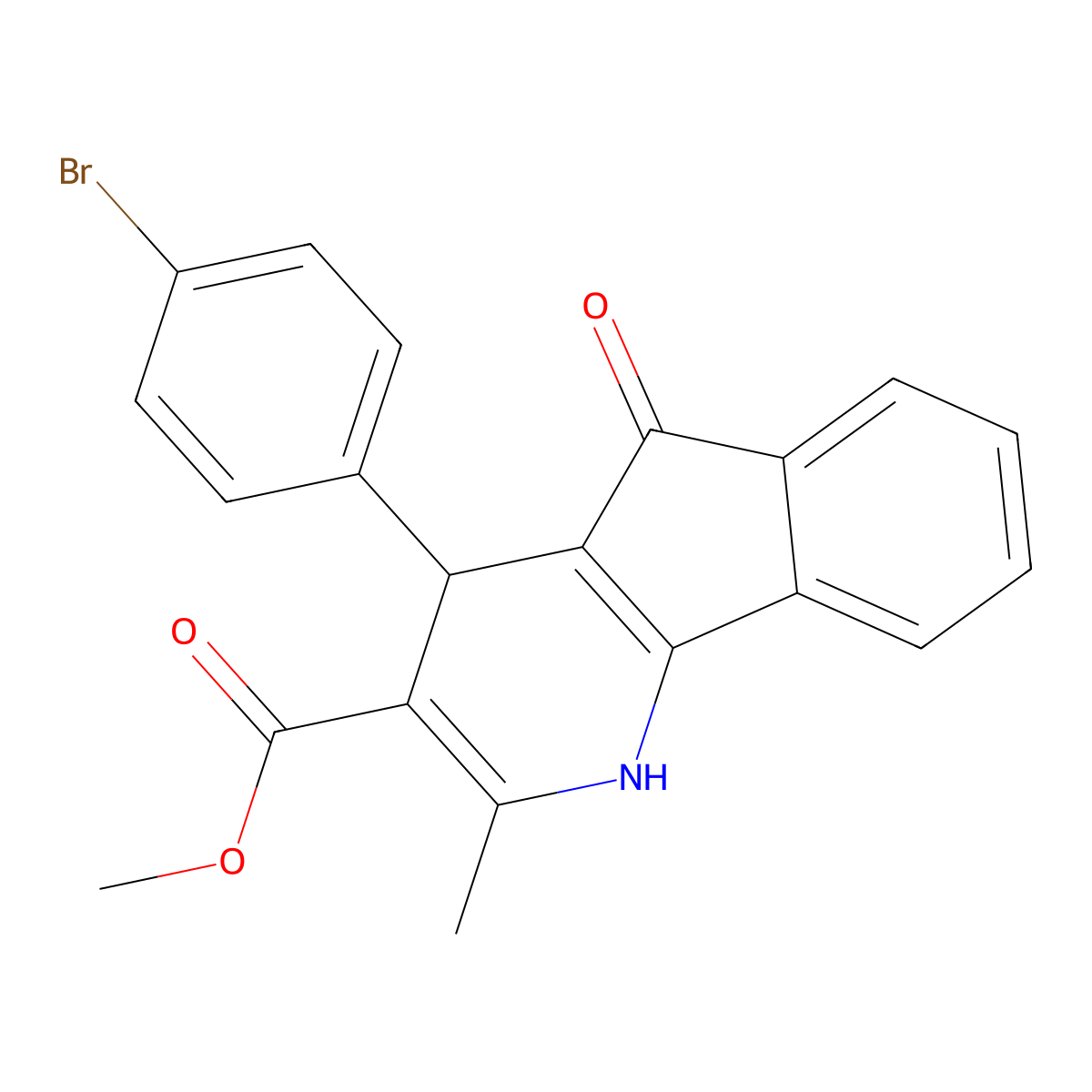 methyl 4-(4-bromophenyl)-2-methyl-5-oxo-4,5-dihydro-1H-indeno[1,2-b]pyridine-3-carboxylate molecular structure, CAS 425614-29-5