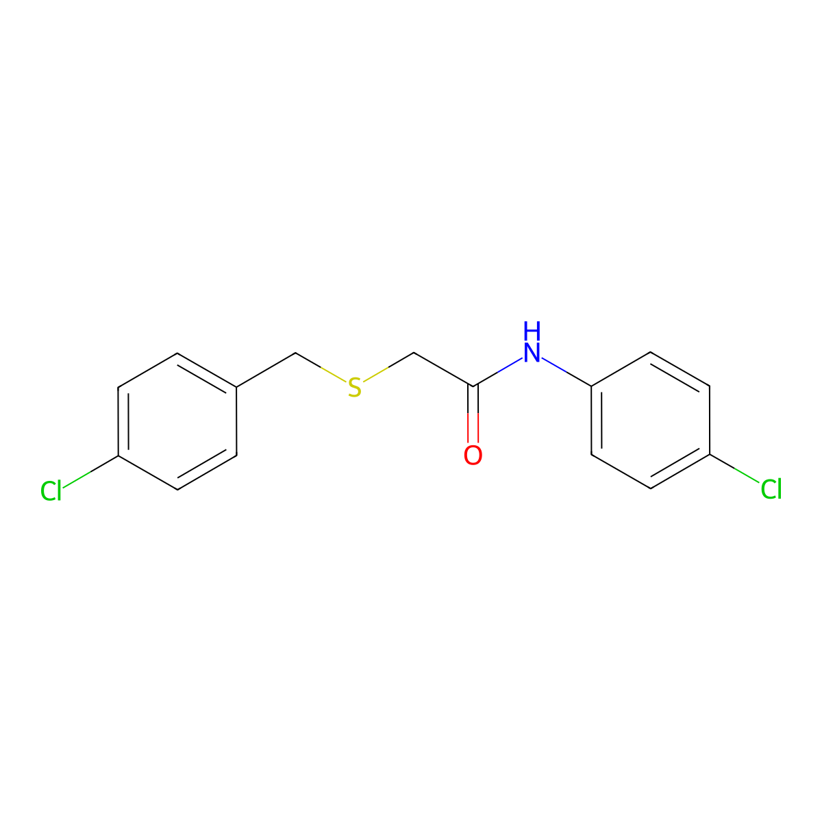 N-(4-chlorophenyl)-2-[(4-chlorophenyl)methylsulfanyl]acetamide molecular structure, CAS 425614-39-7