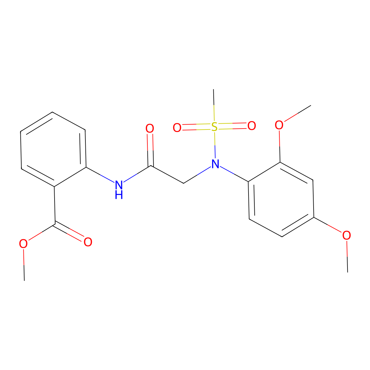 methyl 2-{[N-(2,4-dimethoxyphenyl)-N-(methylsulfonyl)glycyl]amino}benzoate molecular structure, CAS 425614-50-2