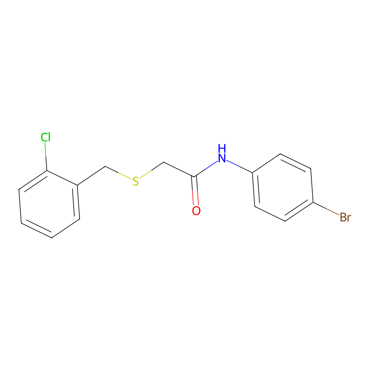 N-(4-bromophenyl)-2-[(2-chlorophenyl)methylsulfanyl]acetamide molecular structure, CAS 425614-55-7