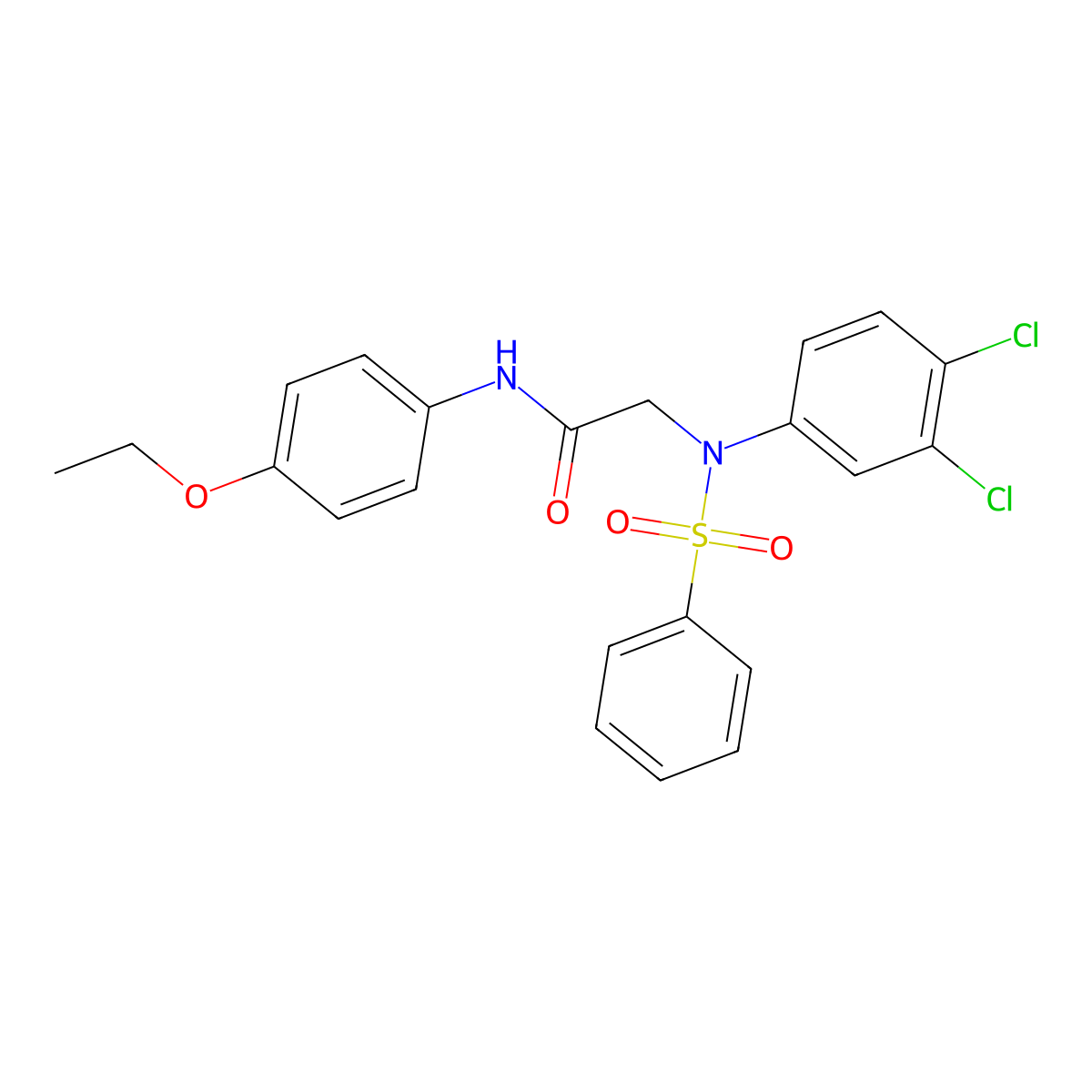 2-[N-(benzenesulfonyl)-3,4-dichloroanilino]-N-(4-ethoxyphenyl)acetamide molecular structure, CAS 425614-67-1