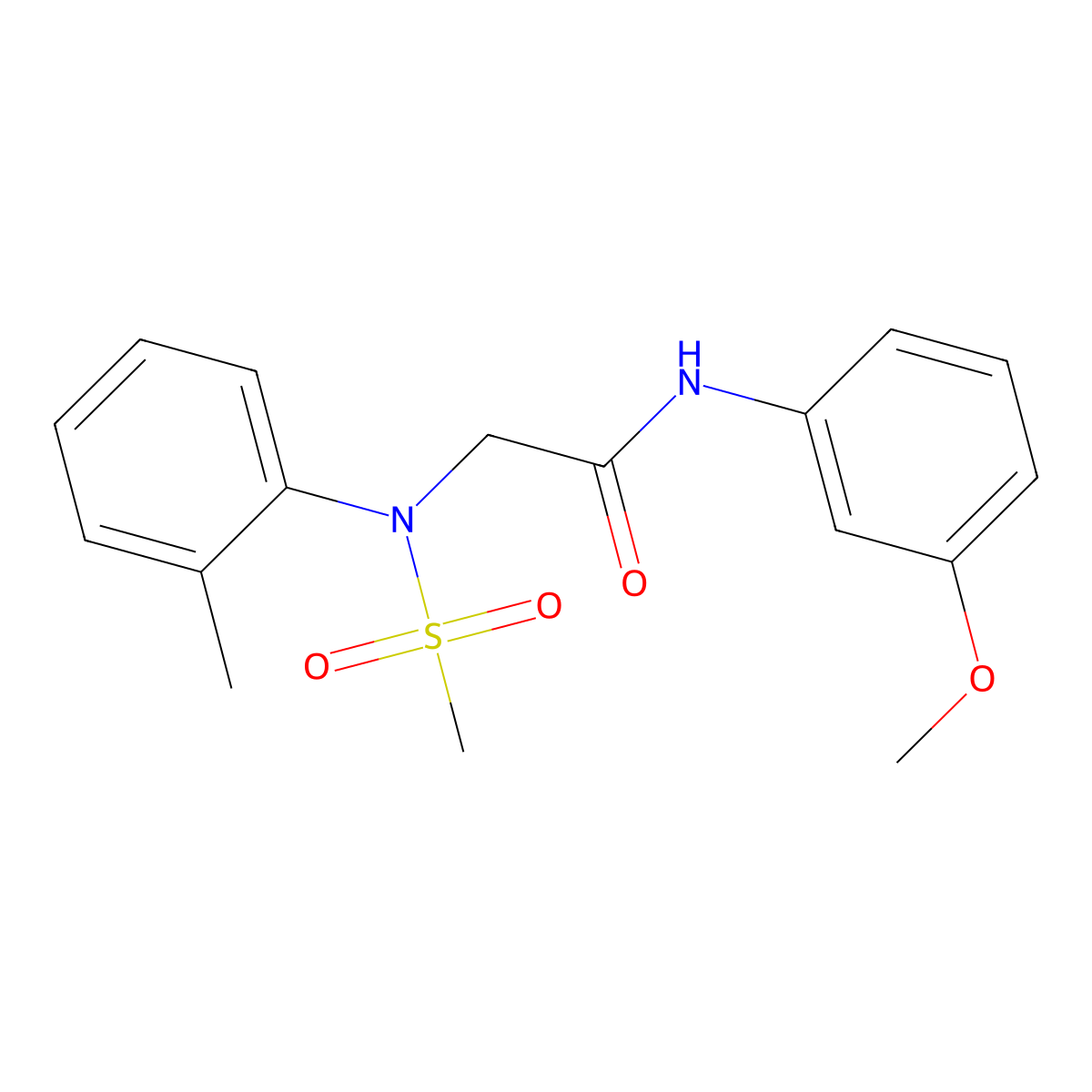 N-(3-methoxyphenyl)-2-(2-methyl-N-methylsulfonylanilino)acetamide molecular structure, CAS 425614-81-9