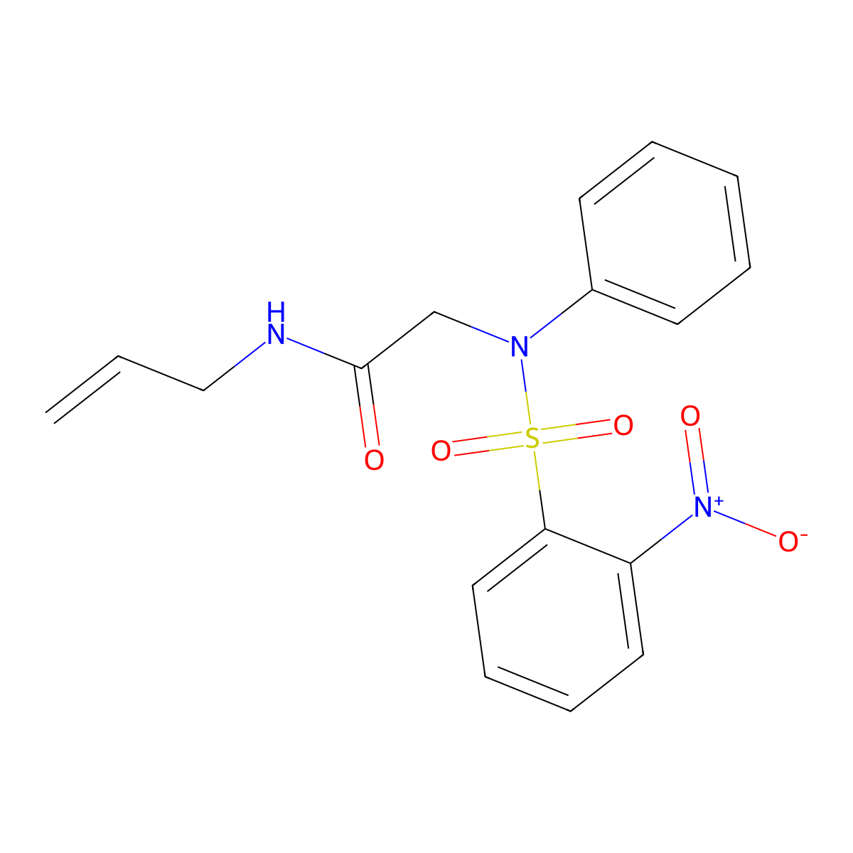 N-allyl-2-[({2-nitrophenyl}sulfonyl)anilino]acetamide molecular structure, CAS 425615-00-5