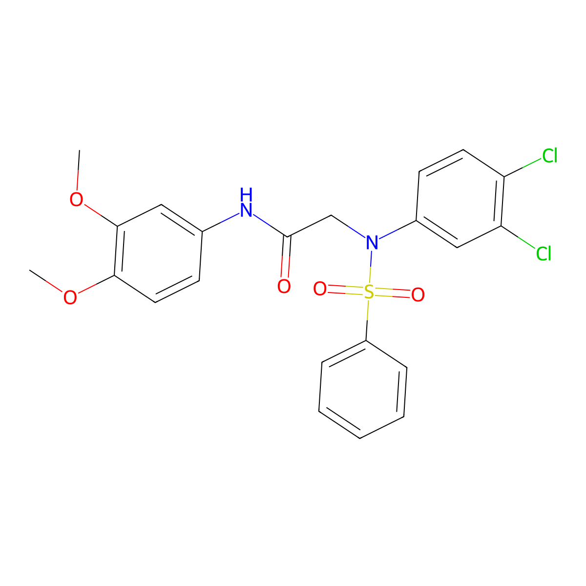2-[N-(benzenesulfonyl)-3,4-dichloroanilino]-N-(3,4-dimethoxyphenyl)acetamide molecular structure, CAS 425615-95-8