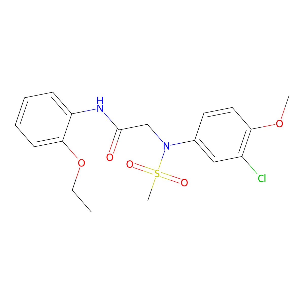 2-(3-chloro-4-methoxy-N-methylsulfonylanilino)-N-(2-ethoxyphenyl)acetamide molecular structure, CAS 425615-96-9