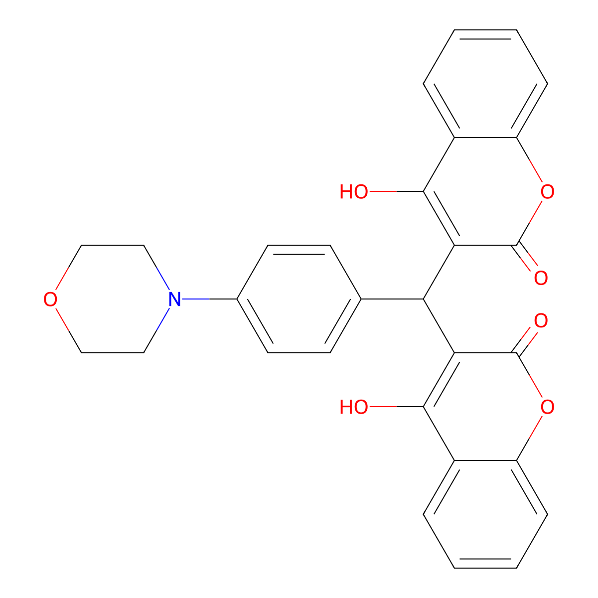 3,3'-((4-morpholinophenyl)methylene)bis(4-hydroxy-2H-chromen-2-one) molecular structure, CAS 425616-22-4