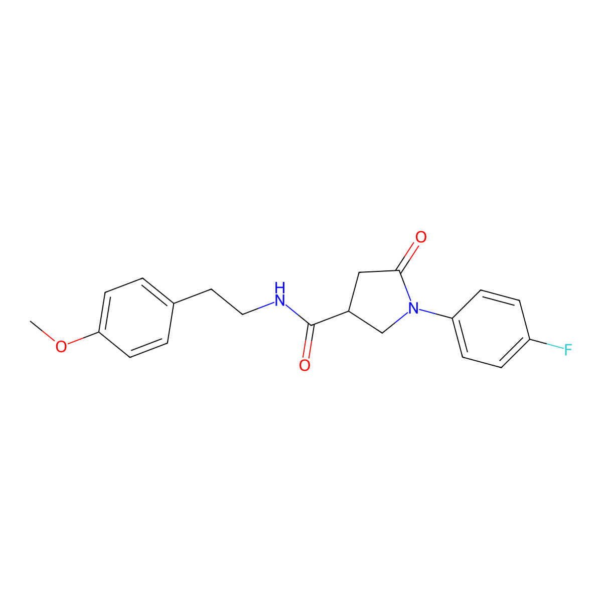 1-(4-fluorophenyl)-N-[2-(4-methoxyphenyl)ethyl]-5-oxopyrrolidine-3-carboxamide molecular structure, CAS 425616-32-6