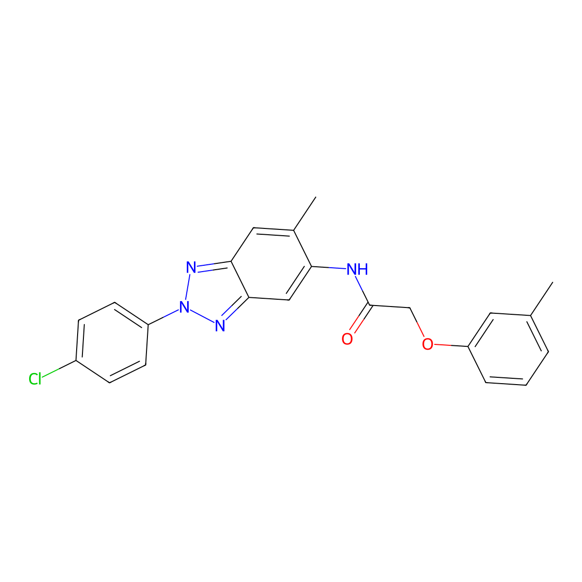 N-[2-(4-chlorophenyl)-6-methylbenzotriazol-5-yl]-2-(3-methylphenoxy)acetamide molecular structure, CAS 425616-33-7