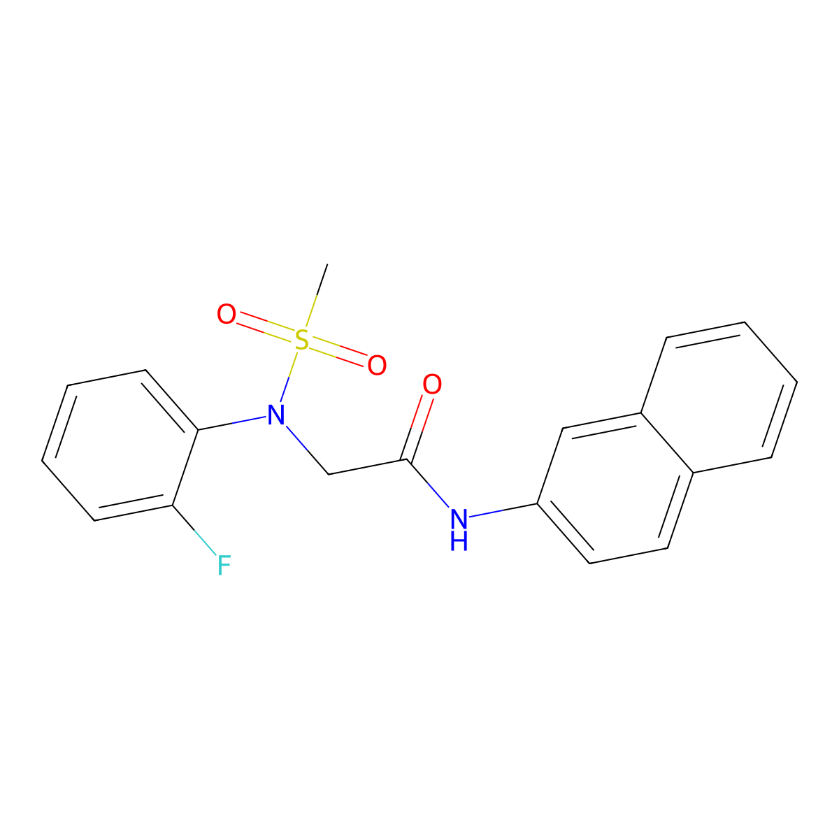 2-(2-fluoro-N-methylsulfonylanilino)-N-naphthalen-2-ylacetamide molecular structure, CAS 425617-08-9