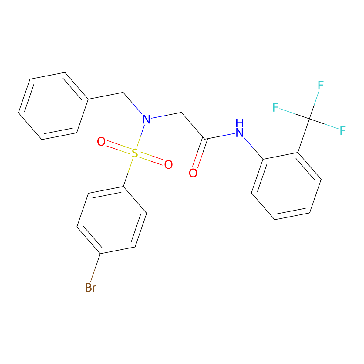 2-[benzyl-(4-bromophenyl)sulfonylamino]-N-[2-(trifluoromethyl)phenyl]acetamide molecular structure, CAS 425617-23-8
