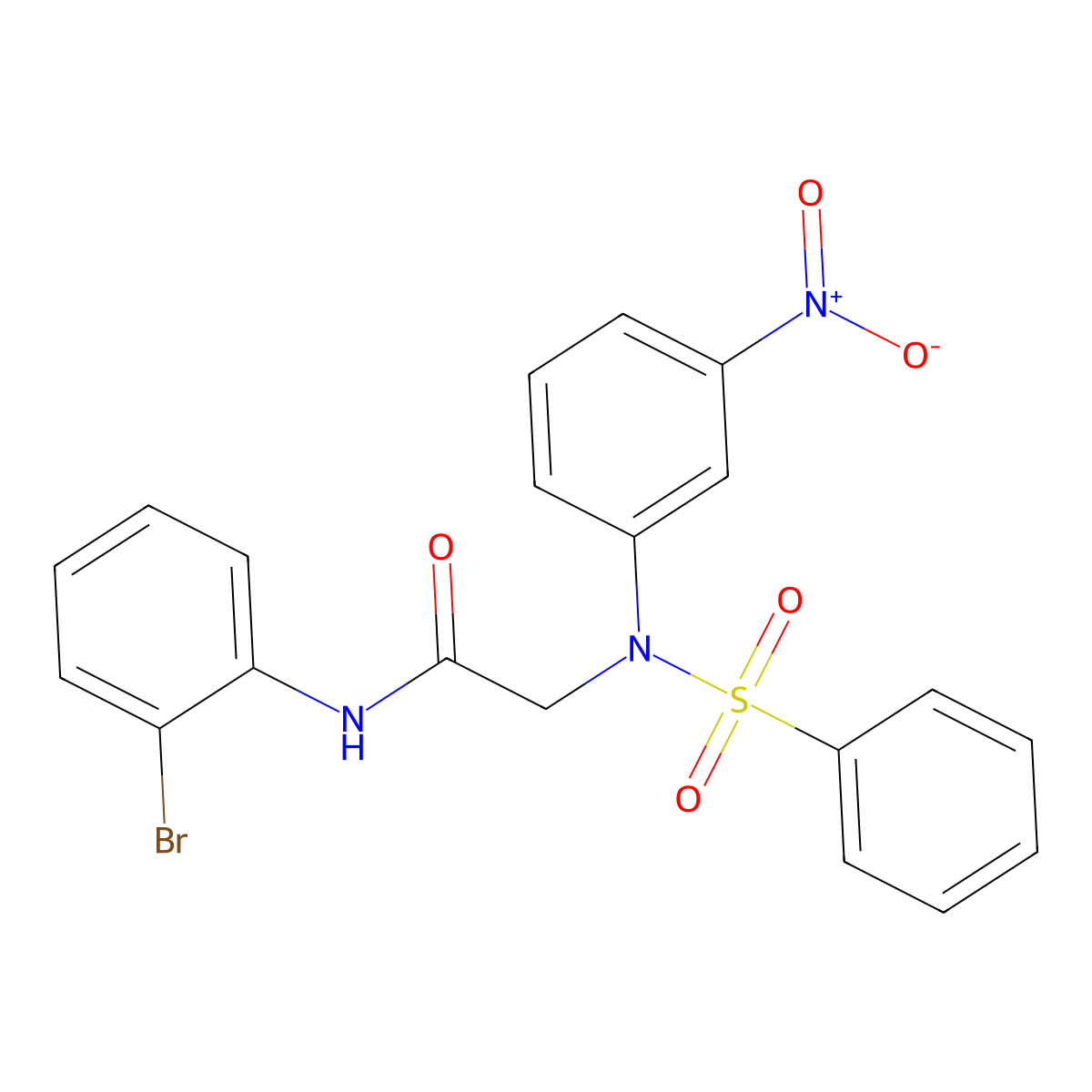 N-(2-bromophenyl)-2-[3-nitro(phenylsulfonyl)anilino]acetamide molecular structure, CAS 425617-30-7