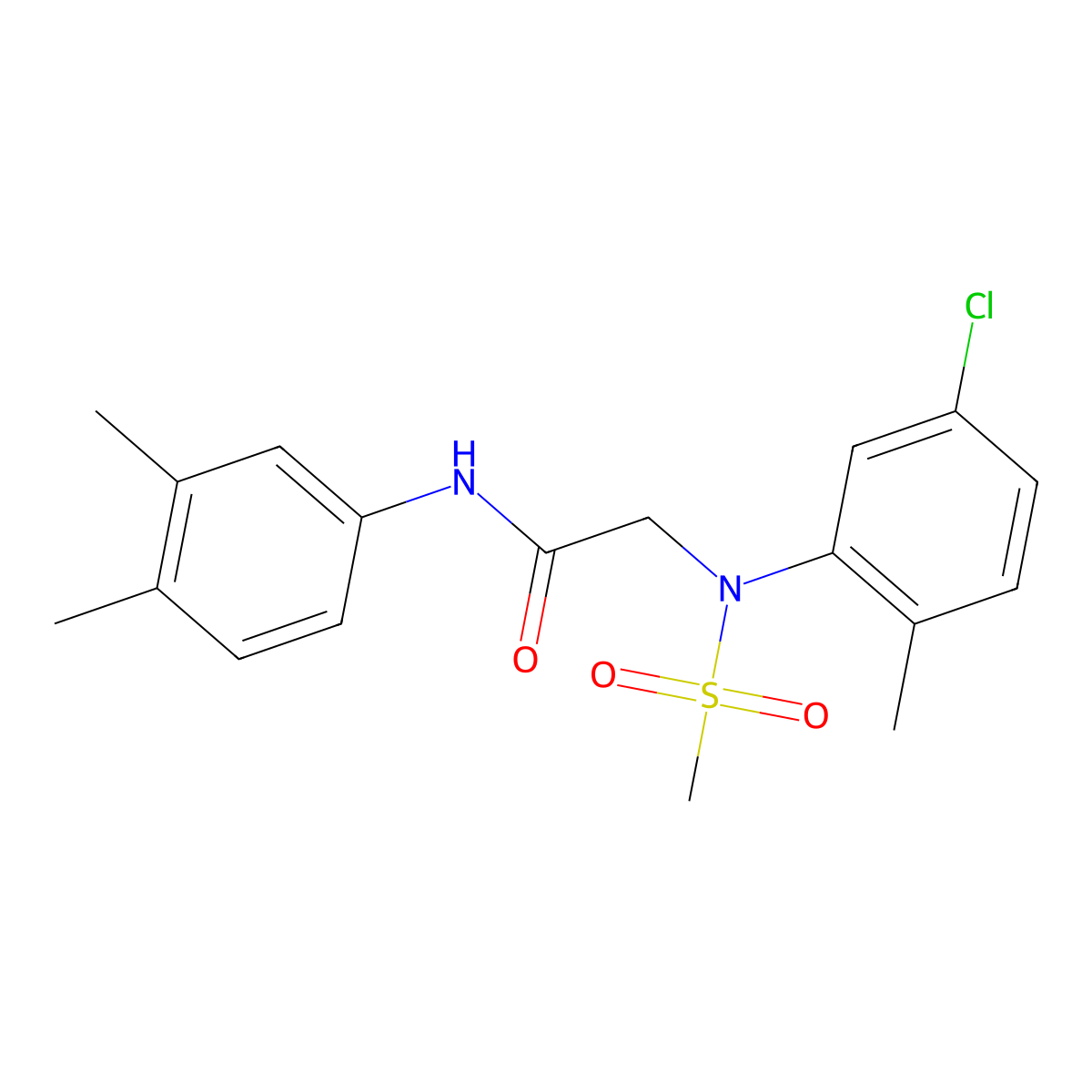 2-[5-chloro-2-methyl(methylsulfonyl)anilino]-N-(3,4-dimethylphenyl)acetamide molecular structure, CAS 425617-33-0