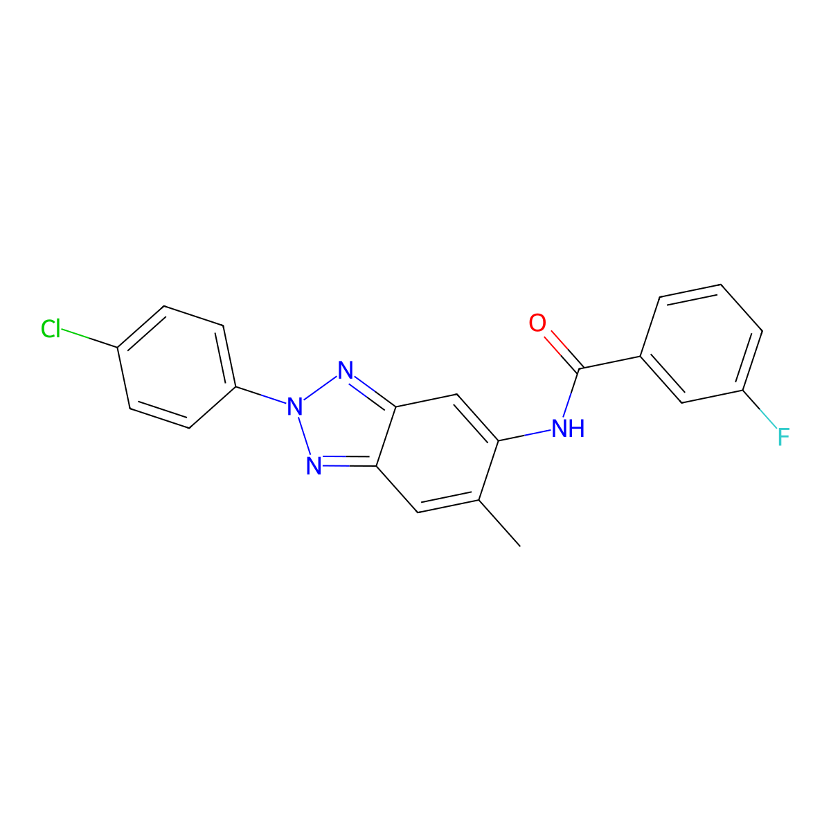 N-[2-(4-chlorophenyl)-6-methylbenzotriazol-5-yl]-3-fluorobenzamide molecular structure, CAS 425617-44-3