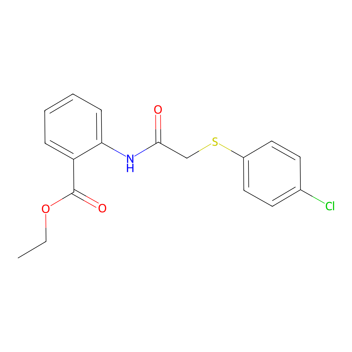 Ethyl 2-({[(4-chlorophenyl)sulfanyl]acetyl}amino)benzoate molecular structure, CAS 425617-88-5