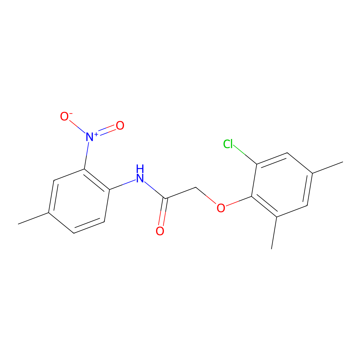 2-(2-chloro-4,6-dimethylphenoxy)-N-(4-methyl-2-nitrophenyl)acetamide molecular structure, CAS 425618-01-5