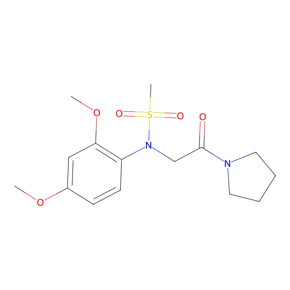 N-(2,4-dimethoxyphenyl)-N-(2-oxo-2-pyrrolidin-1-ylethyl)methanesulfonamide molecular structure, CAS 425618-02-6