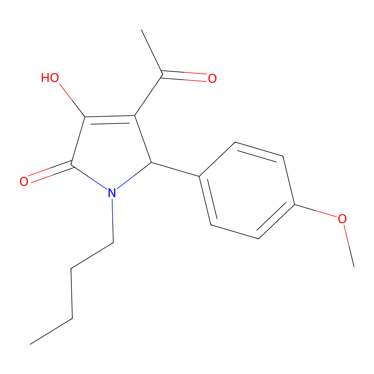 3-acetyl-1-butyl-4-hydroxy-2-(4-methoxyphenyl)-2H-pyrrol-5-one molecular structure, CAS 425618-04-8