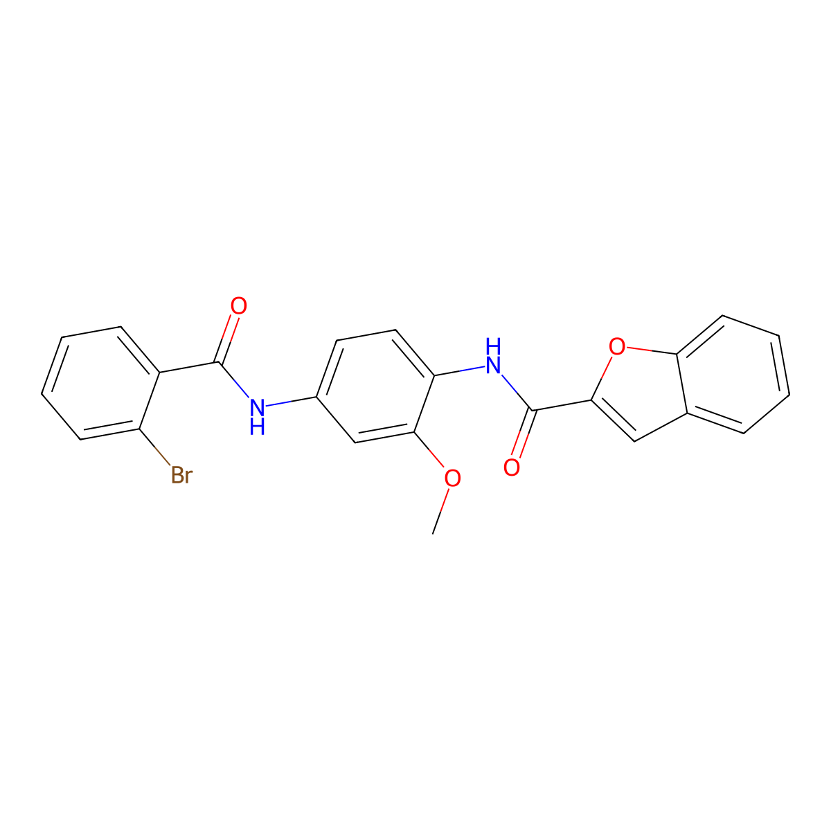 N-[4-[(2-bromobenzoyl)amino]-2-methoxyphenyl]-1-benzofuran-2-carboxamide molecular structure, CAS 425618-10-6
