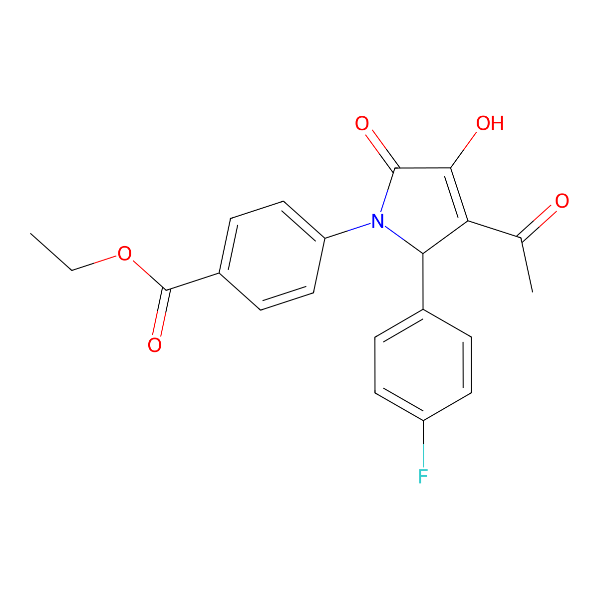 ethyl 4-[3-acetyl-2-(4-fluorophenyl)-4-hydroxy-5-oxo-2H-pyrrol-1-yl]benzoate molecular structure, CAS 425618-31-1