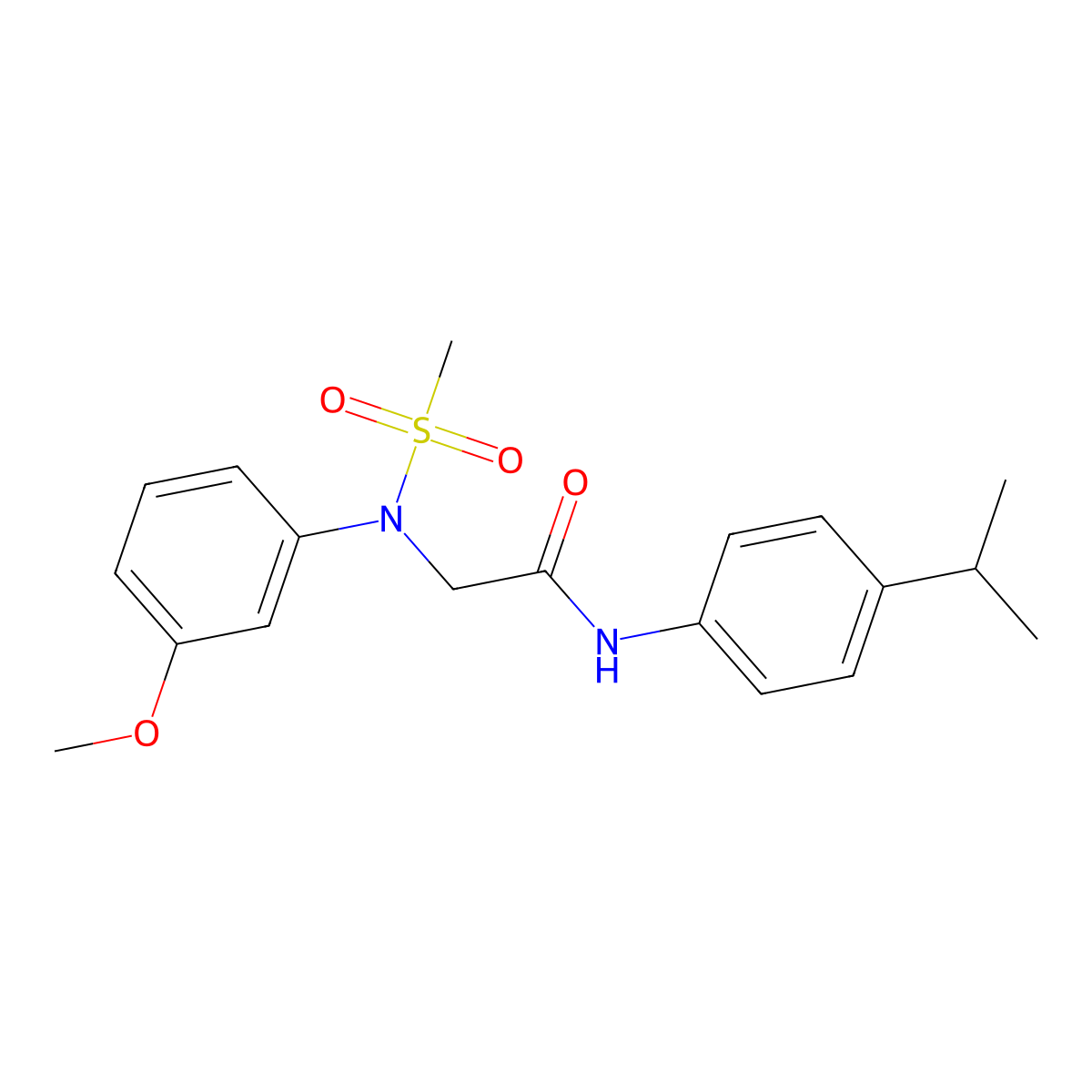 2-(3-methoxy-N-methylsulfonylanilino)-N-(4-propan-2-ylphenyl)acetamide molecular structure, CAS 425618-39-9