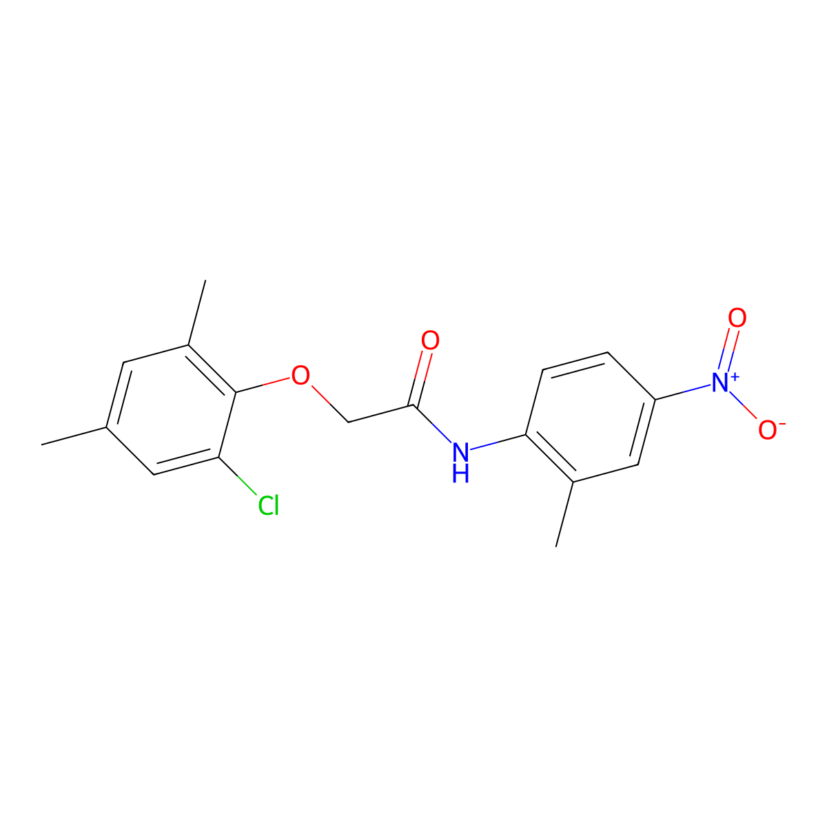 2-(2-chloro-4,6-dimethylphenoxy)-N-(2-methyl-4-nitrophenyl)acetamide molecular structure, CAS 425618-42-4