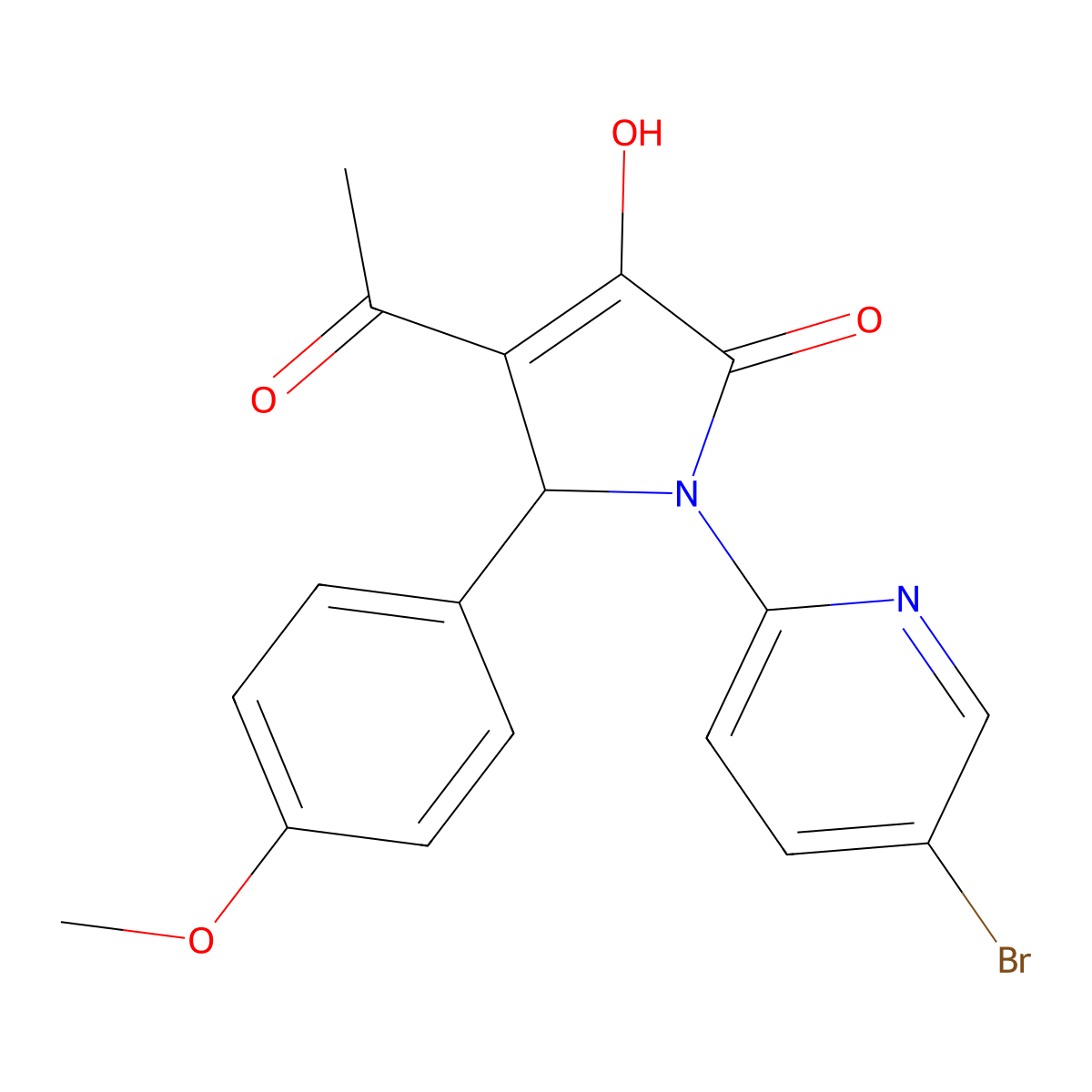 3-acetyl-1-(5-bromopyridin-2-yl)-4-hydroxy-2-(4-methoxyphenyl)-2H-pyrrol-5-one molecular structure, CAS 425618-56-0