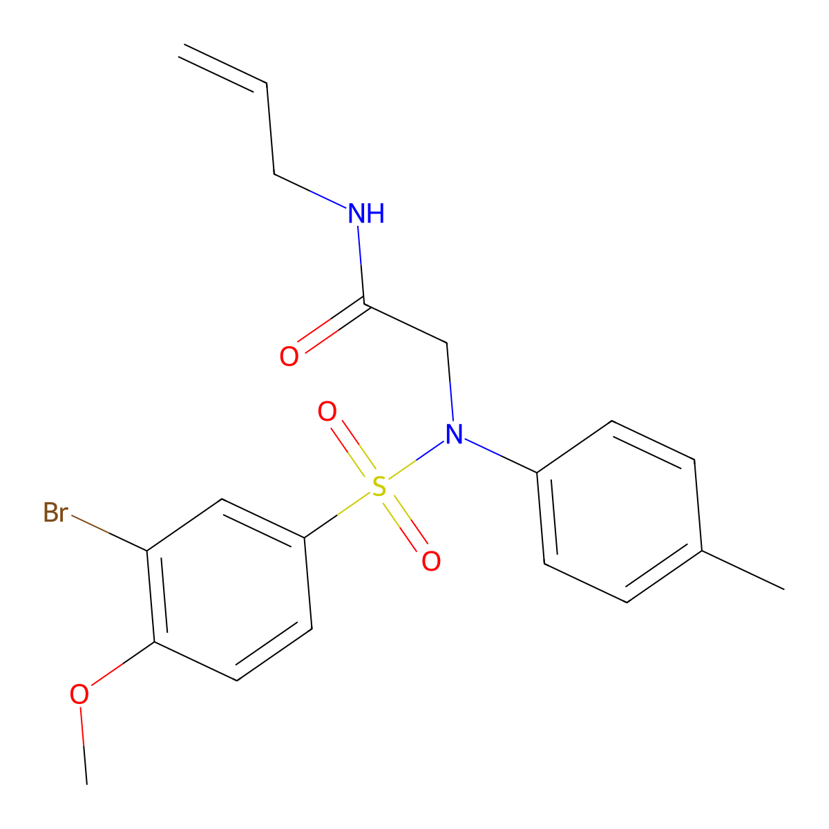 2-(N-(3-bromo-4-methoxyphenyl)sulfonyl-4-methylanilino)-N-prop-2-enylacetamide molecular structure, CAS 425618-57-1