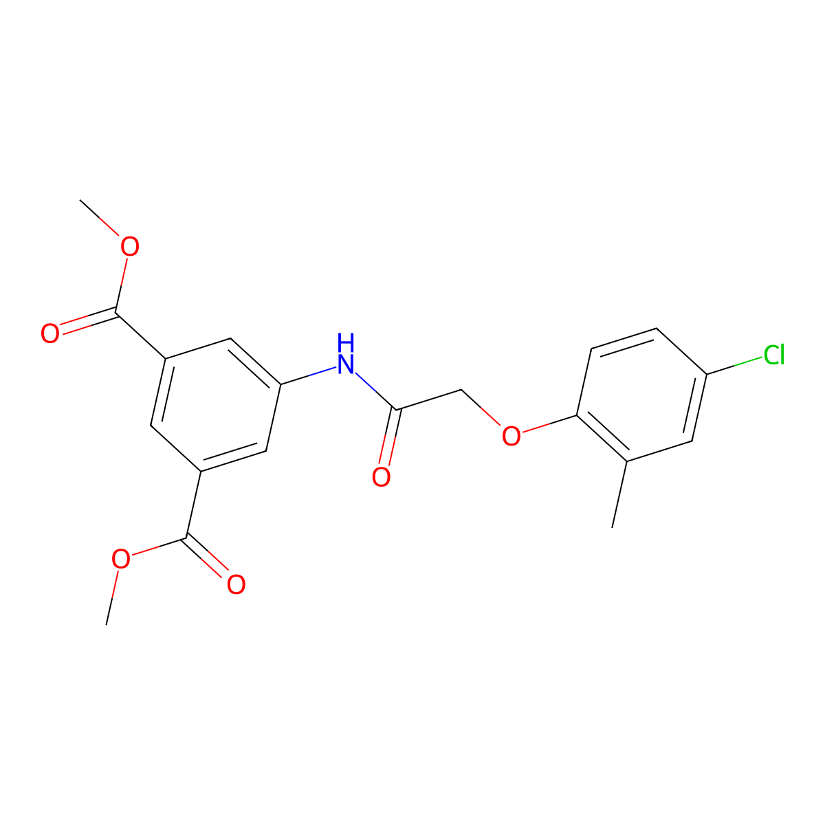 Dimethyl 5-{[(4-chloro-2-methylphenoxy)acetyl]amino}isophthalate molecular structure, CAS 425618-65-1