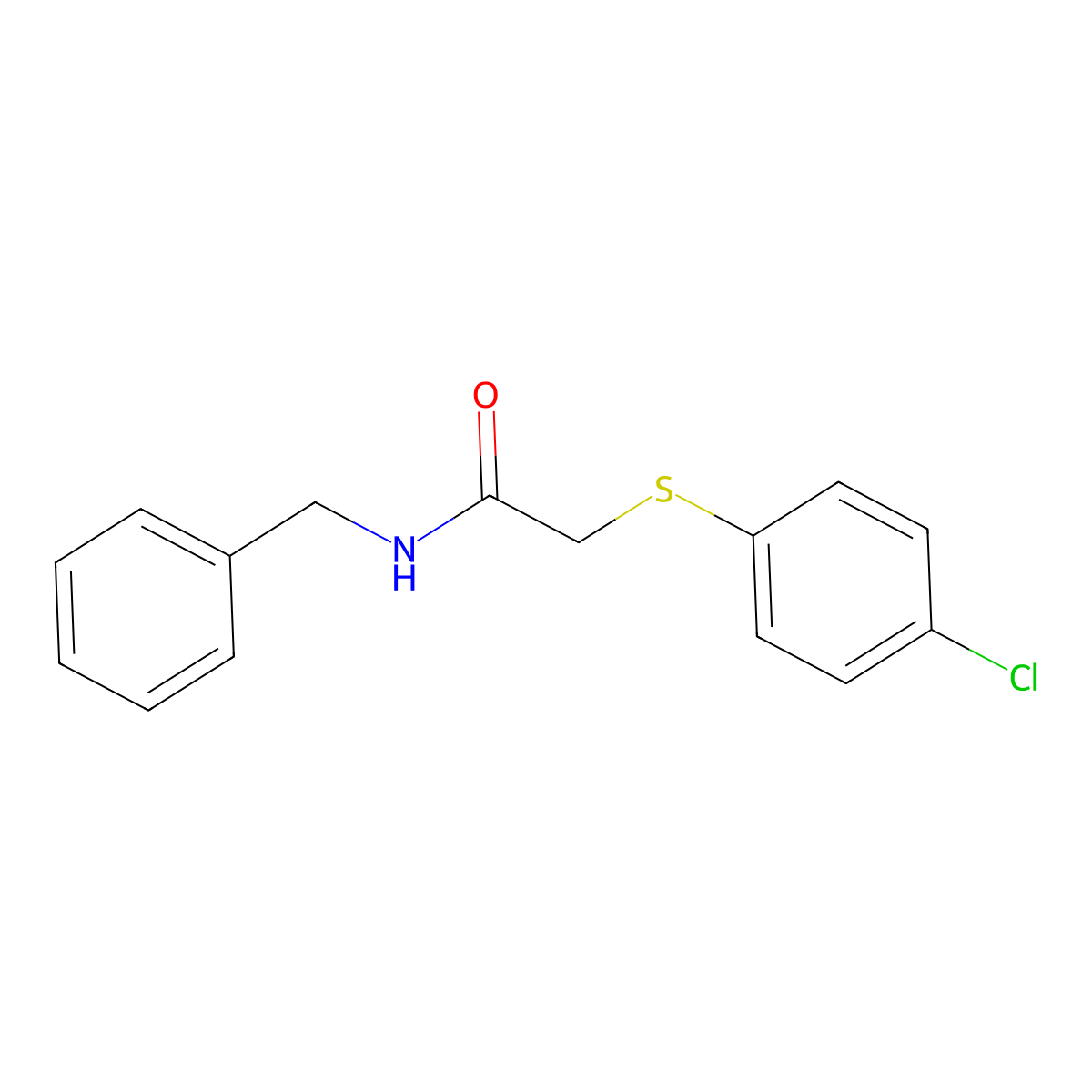 N-benzyl-2-(4-chlorophenyl)sulfanylacetamide molecular structure, CAS 425618-91-3