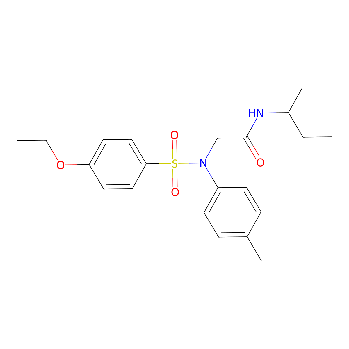 N-butan-2-yl-2-(N-(4-ethoxyphenyl)sulfonyl-4-methylanilino)acetamide molecular structure, CAS 425619-10-9
