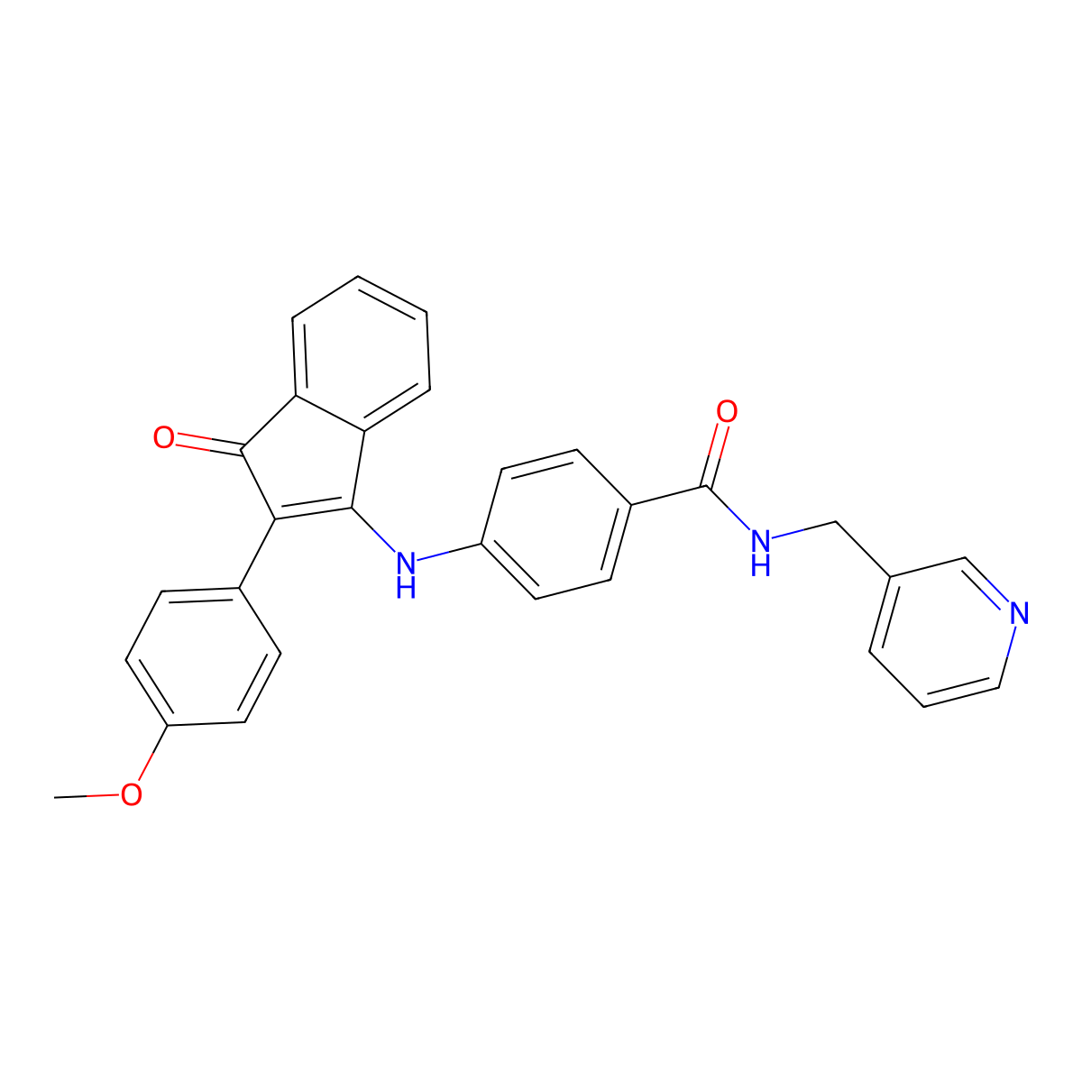 4-[[2-(4-methoxyphenyl)-3-oxoinden-1-yl]amino]-N-(pyridin-3-ylmethyl)benzamide molecular structure, CAS 425619-11-0