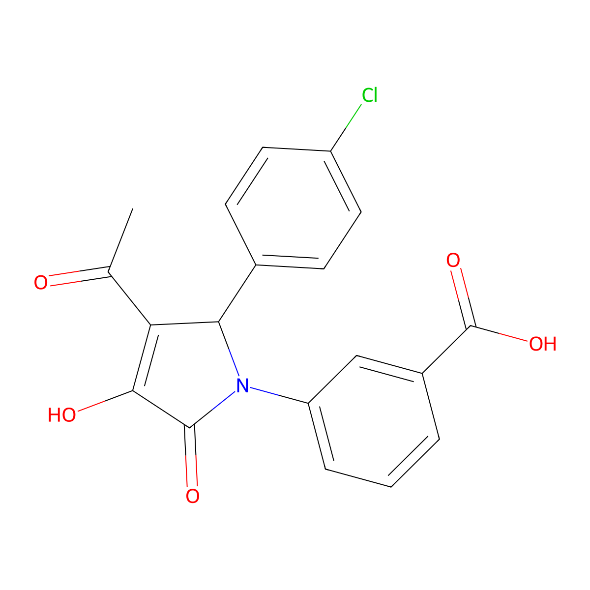 3-(3-acetyl-2-(4-chlorophenyl)-4-hydroxy-5-oxo-2,5-dihydro-1H-pyrrol-1-yl)benzoic acid molecular structure, CAS 425619-13-2