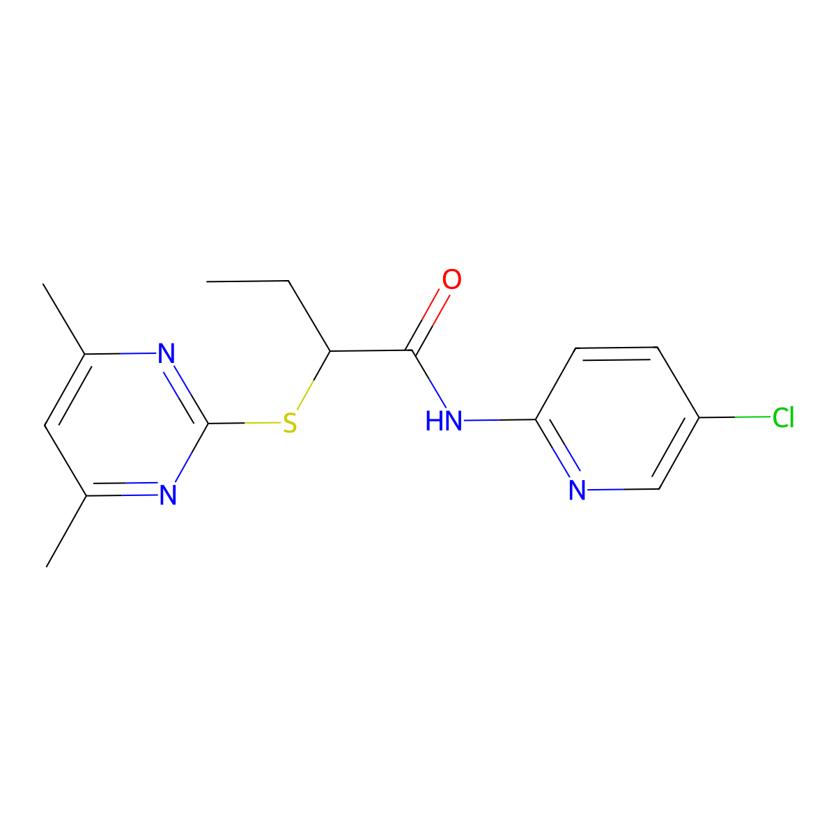 N-(5-chloropyridin-2-yl)-2-[(4,6-dimethylpyrimidin-2-yl)sulfanyl]butanamide molecular structure, CAS 425619-21-2