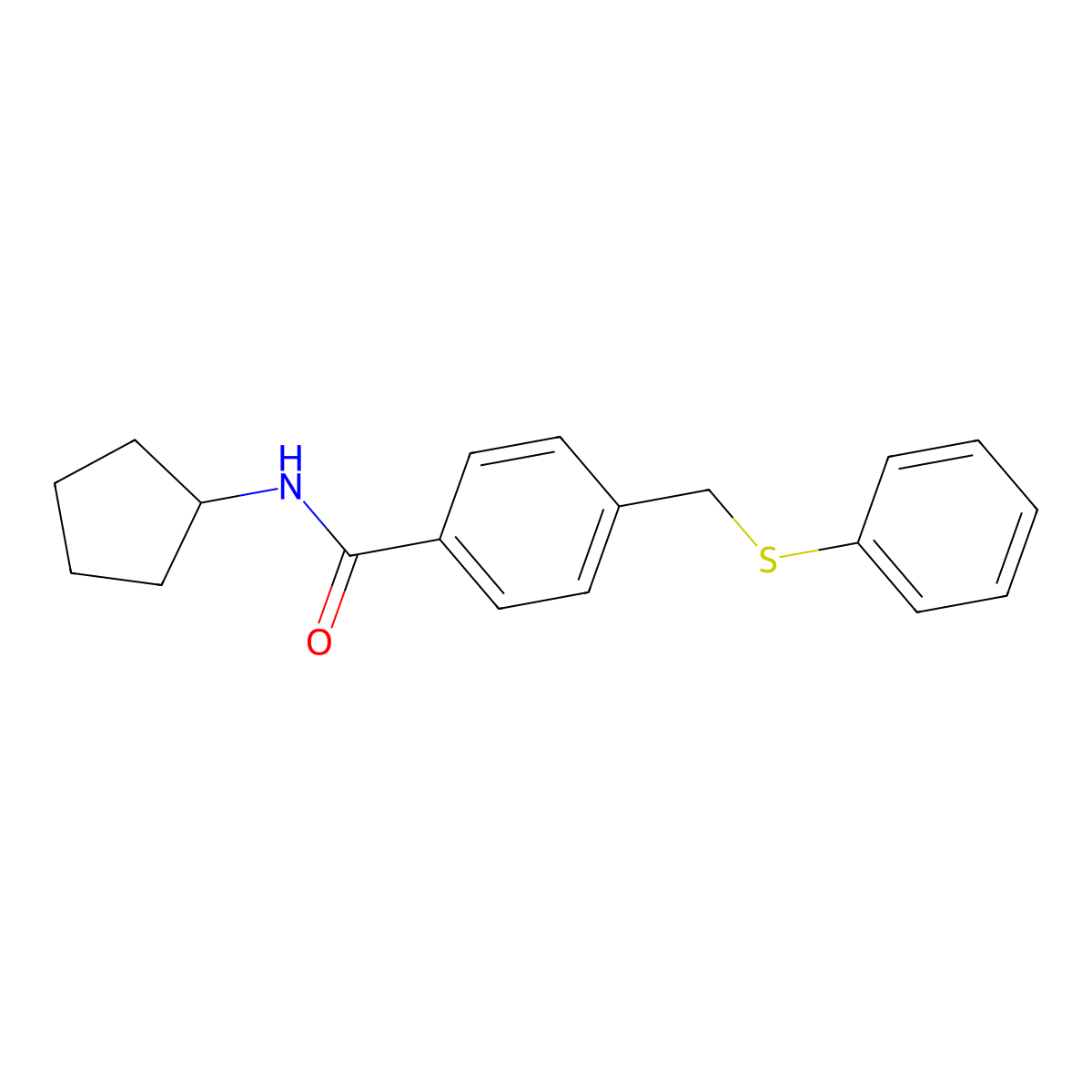 N-cyclopentyl-4-(phenylsulfanylmethyl)benzamide molecular structure, CAS 425619-24-5