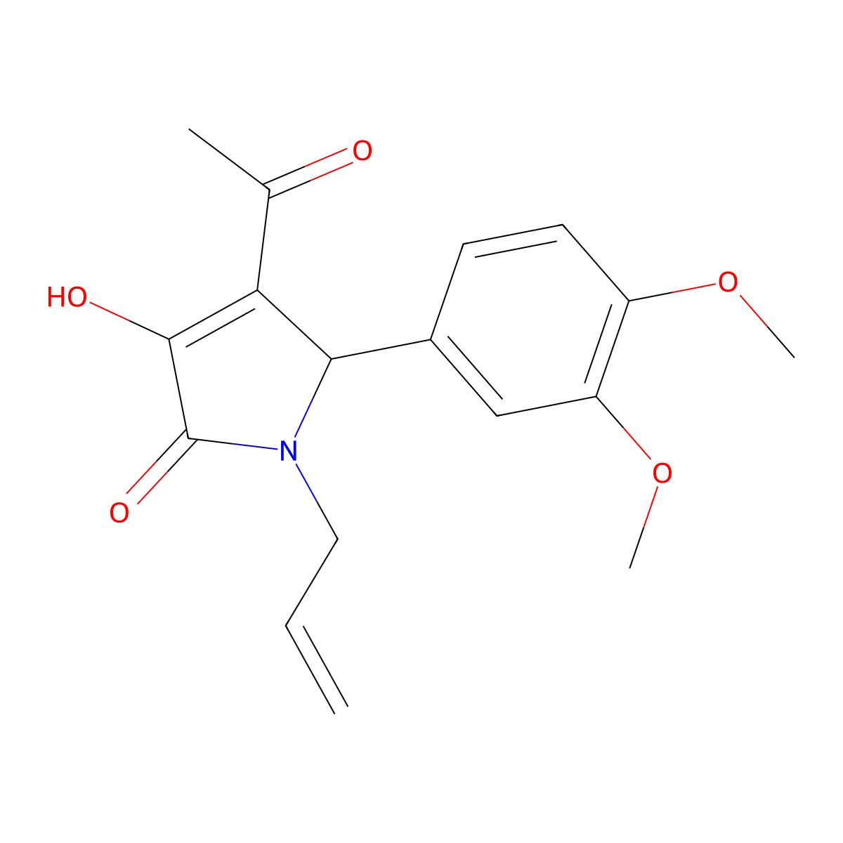 4-acetyl-1-allyl-5-(3,4-dimethoxyphenyl)-3-hydroxy-1,5-dihydro-2H-pyrrol-2-one molecular structure, CAS 425619-31-4