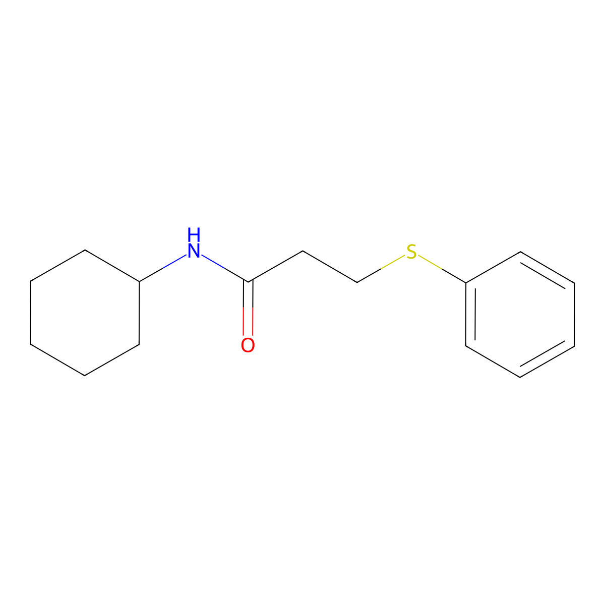 n-Cyclohexyl-3-(phenylthio)propanamide molecular structure, CAS 425619-37-0