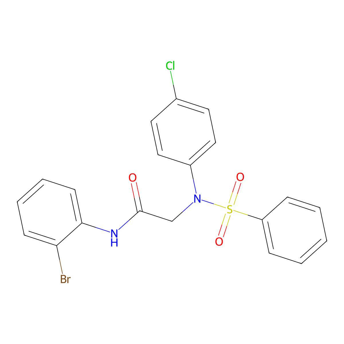 2-[N-(benzenesulfonyl)-4-chloroanilino]-N-(2-bromophenyl)acetamide molecular structure, CAS 425619-45-0