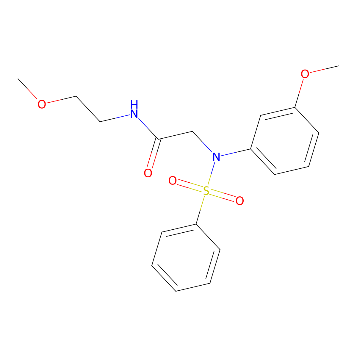 2-[N-(benzenesulfonyl)-3-methoxyanilino]-N-(2-methoxyethyl)acetamide molecular structure, CAS 425619-88-1