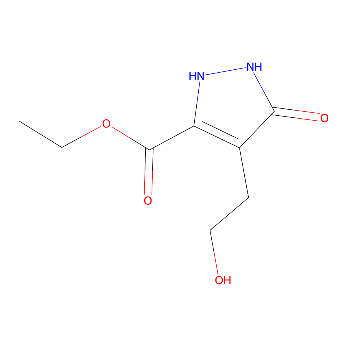 5-Hydroxy-4-(2-hydroxy-ethyl)-1H-pyrazole-3-carboxylic acid ethyl ester molecular structure, CAS 42562-52-7
