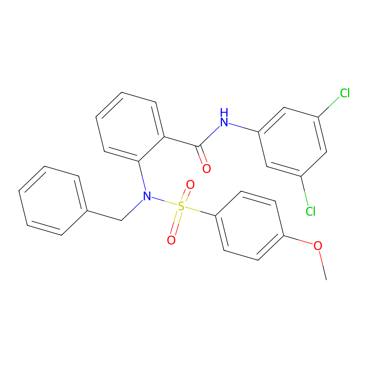 2-[benzyl-(4-methoxyphenyl)sulfonylamino]-N-(3,5-dichlorophenyl)benzamide molecular structure, CAS 425620-03-7