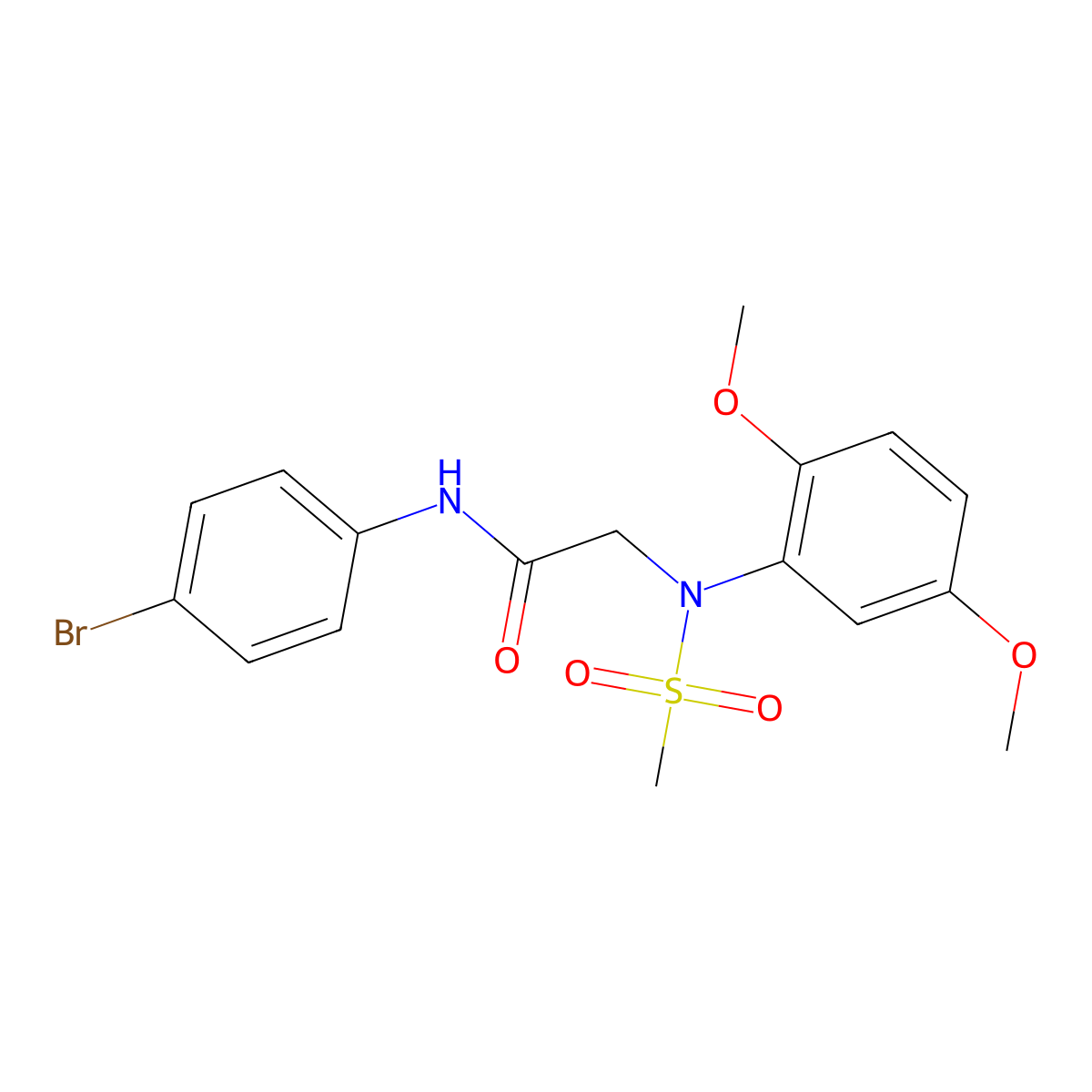 N-(4-bromophenyl)-2-(2,5-dimethoxy-N-methylsulfonylanilino)acetamide molecular structure, CAS 425620-13-9