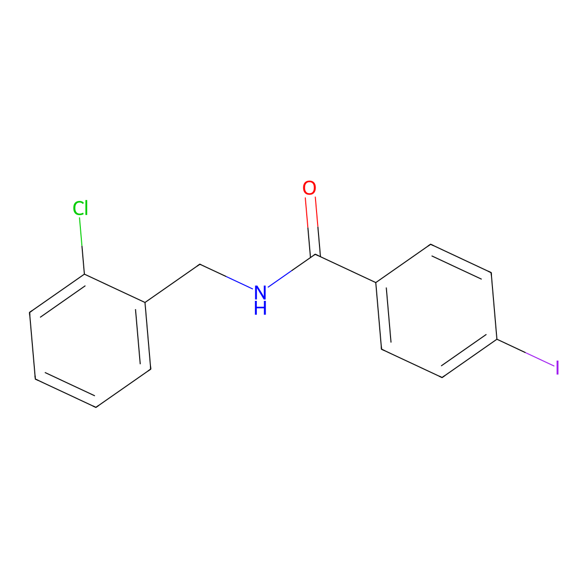 N-(2-chlorobenzyl)-4-iodobenzamide molecular structure, CAS 425620-32-2