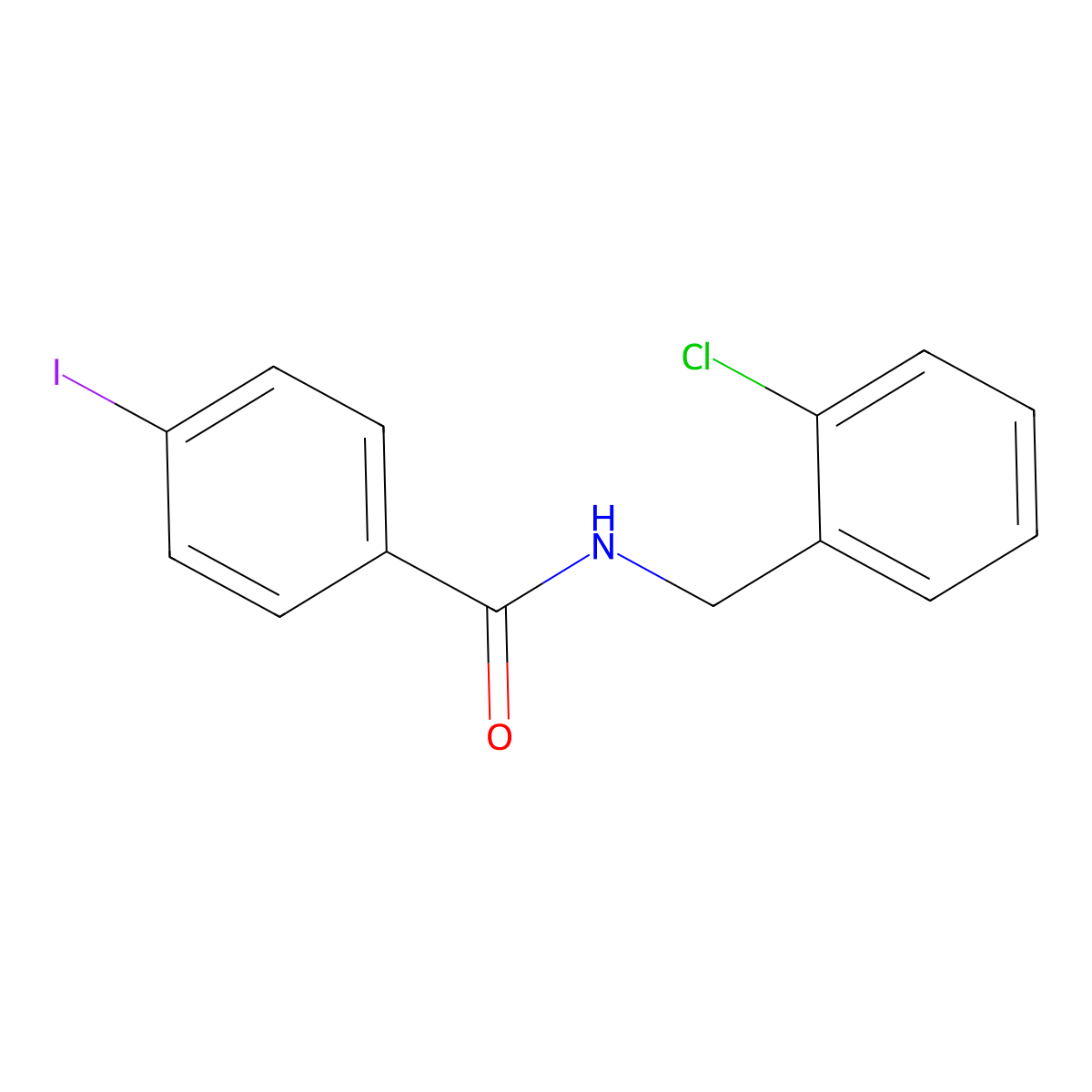 N-(2-chlorobenzyl)-4-iodobenzamide molecular structure, CAS 425620-32-2