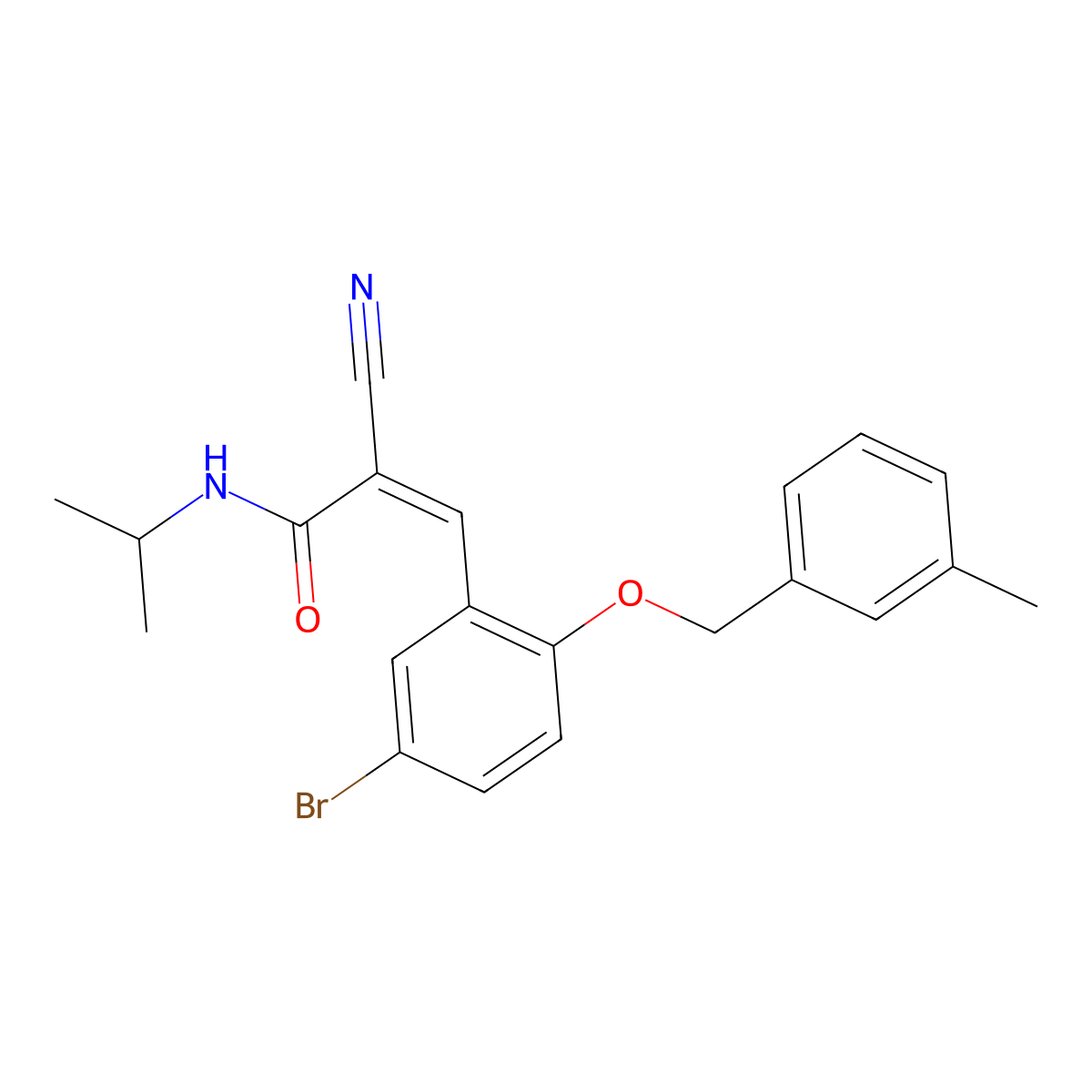 3-[5-Bromo-2-[(3-methylphenyl)methoxy]phenyl]-2-cyano-N-(1-methylethyl)-2-propenamide molecular structure, CAS 425623-98-9