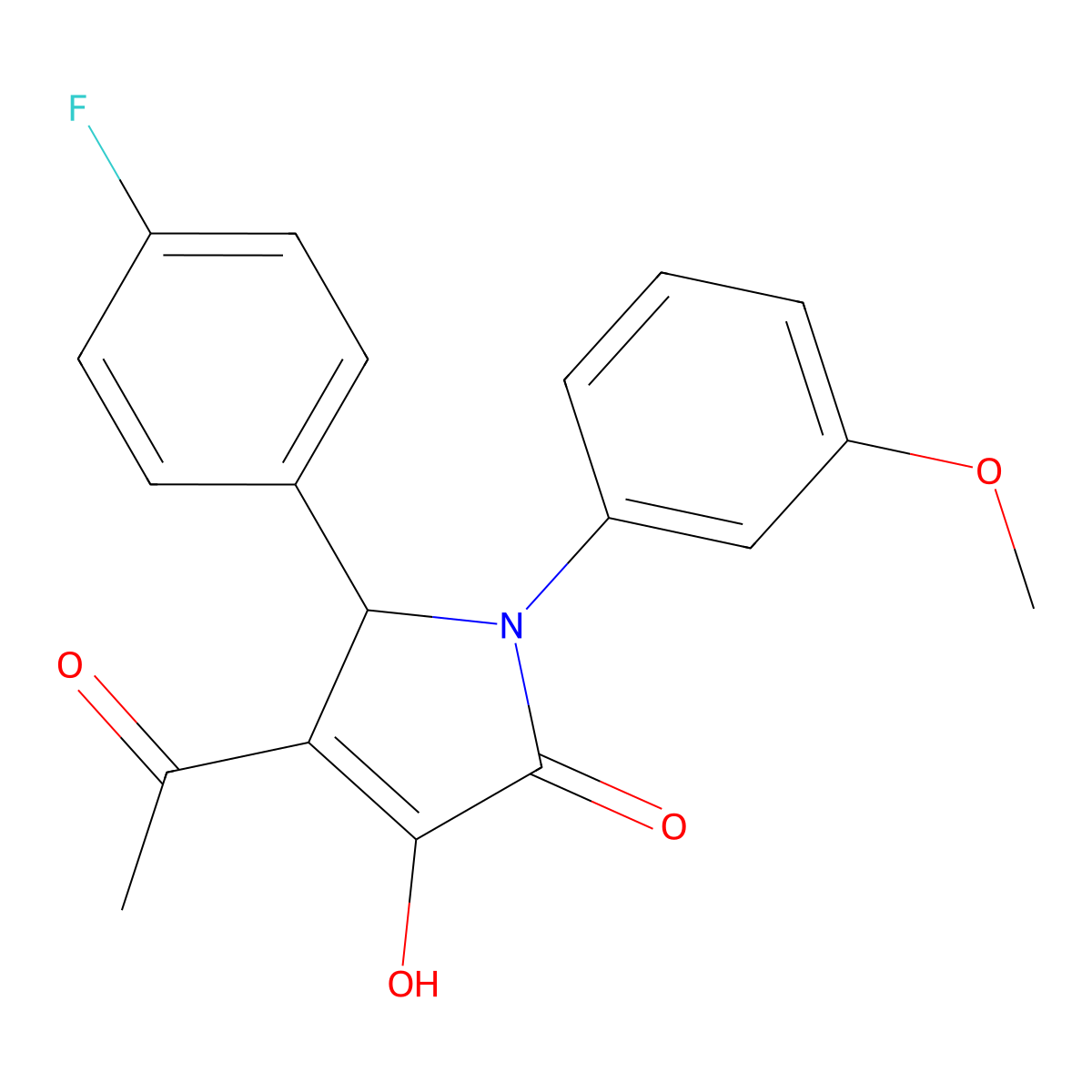 3-acetyl-2-(4-fluorophenyl)-4-hydroxy-1-(3-methoxyphenyl)-2H-pyrrol-5-one molecular structure, CAS 425624-07-3