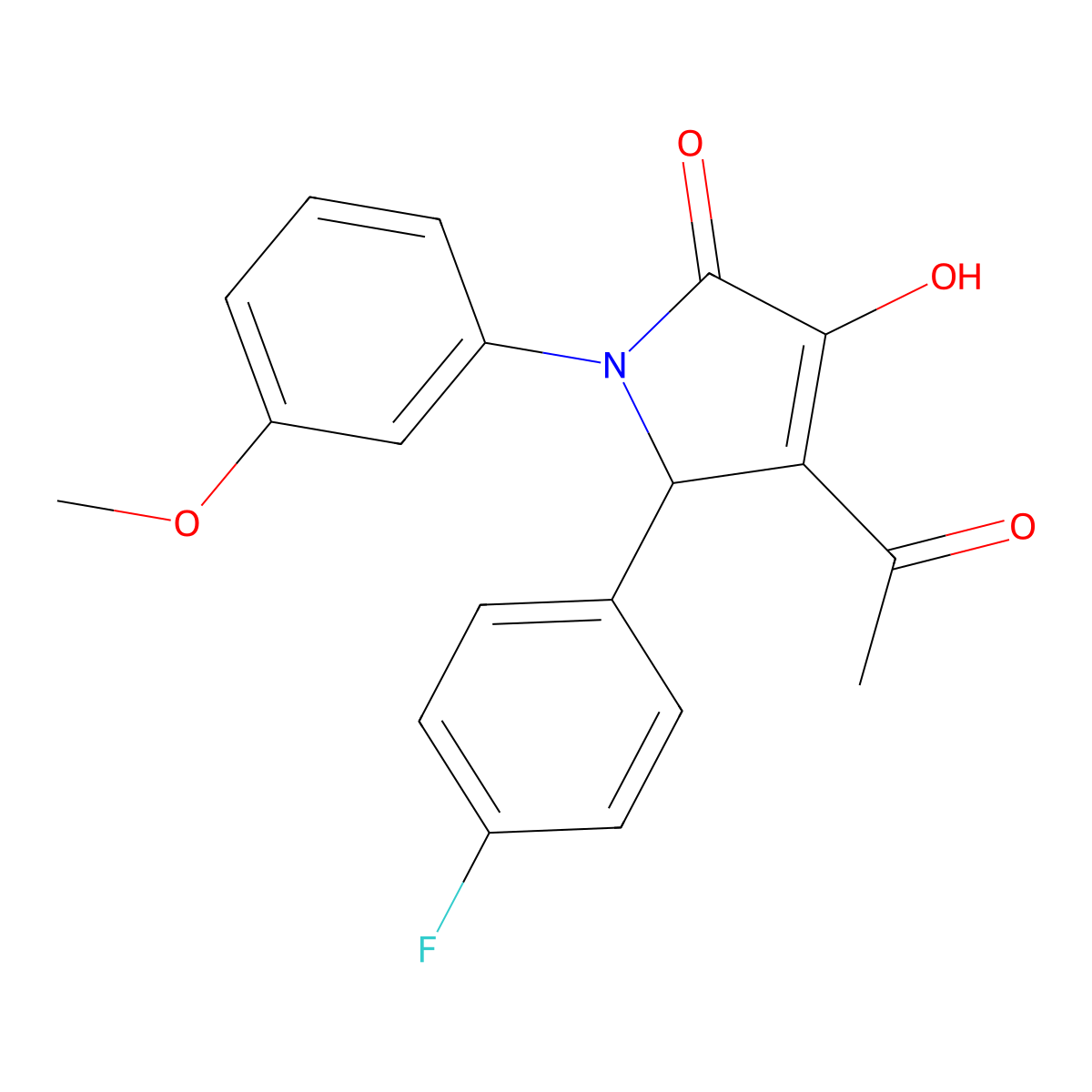 3-acetyl-2-(4-fluorophenyl)-4-hydroxy-1-(3-methoxyphenyl)-2H-pyrrol-5-one molecular structure, CAS 425624-07-3