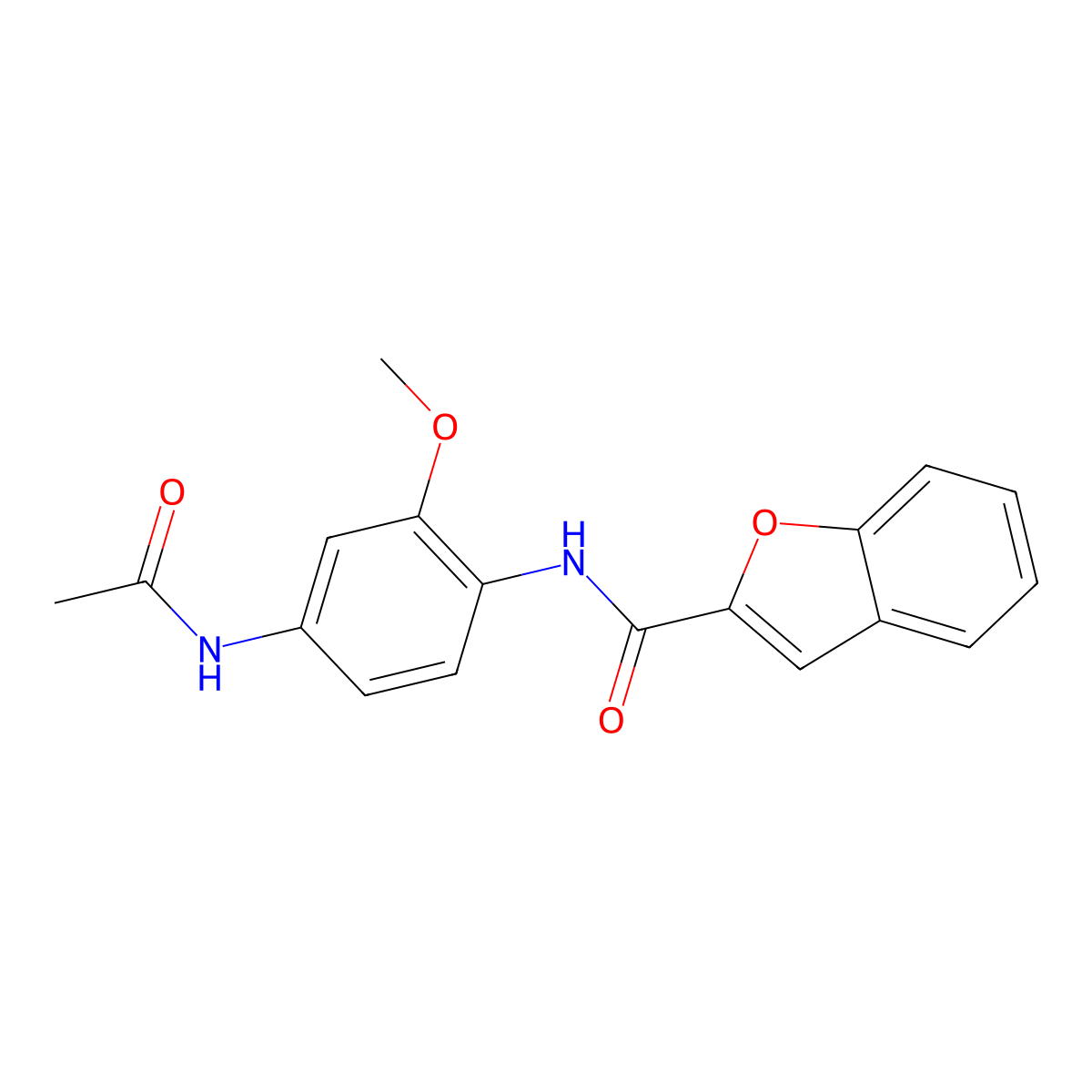 N-(4-acetamido-2-methoxyphenyl)-1-benzofuran-2-carboxamide molecular structure, CAS 425624-20-0
