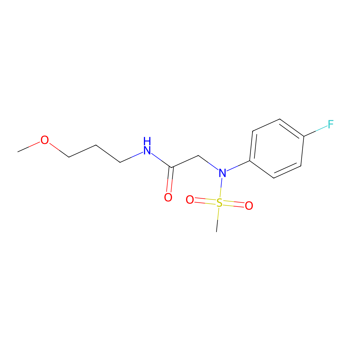 2-(4-fluoro-N-methylsulfonylanilino)-N-(3-methoxypropyl)acetamide molecular structure, CAS 425624-31-3
