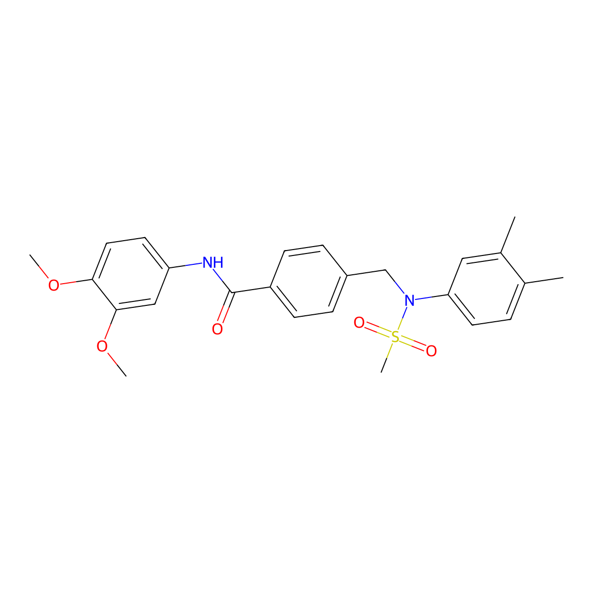N-(3,4-dimethoxyphenyl)-4-[(3,4-dimethyl-N-methylsulfonylanilino)methyl]benzamide molecular structure, CAS 425624-33-5